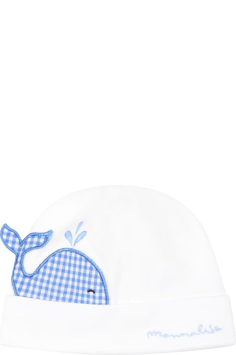 ベビーガールズ アクセサリー＆ギフト Monnalisa White Hat For Baby Boy With Logo