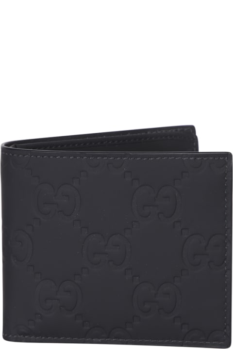 Gifts For Him for Men Gucci Gg Rubberized Black Bi-fold Wallet