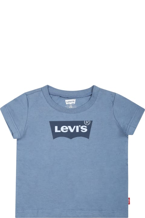 ベビーボーイズ Levi'sのTシャツ＆ポロシャツ Levi's Blue T-shirt For Babykids With Logo