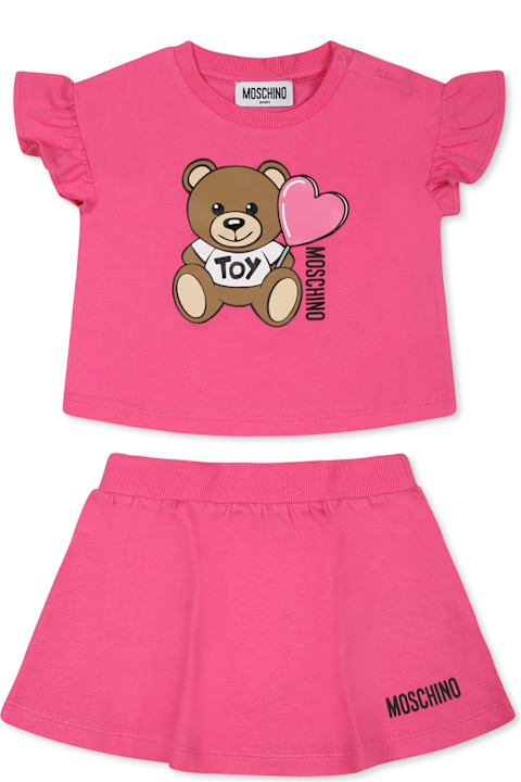 Homeware Moschino Fuchsia Suit For Baby Gir With Teddy Bear
