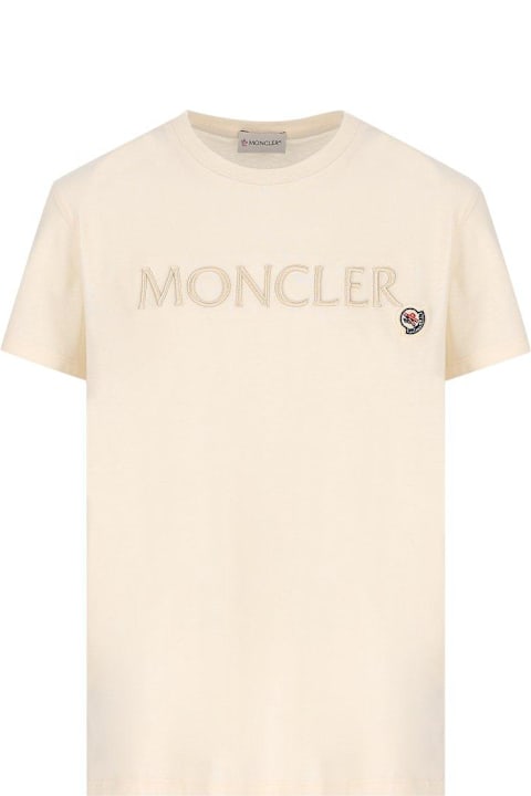 Moncler for Boys Moncler Logo Embroidered Crewneck T-shirt