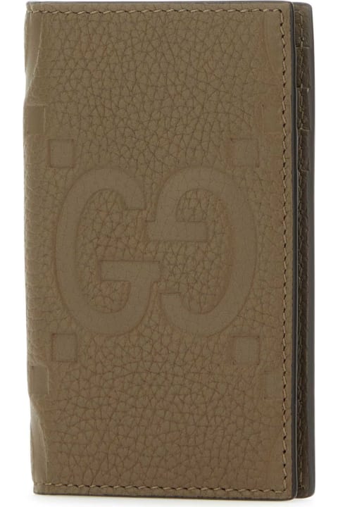Wallets for Men Gucci Khaki Leather Card Holder