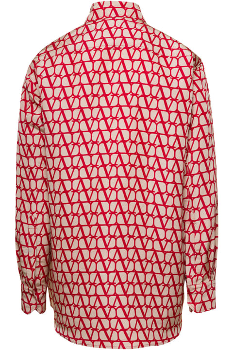 Red Toile Iconographe Shirt With Logo Print All-over In Silk Man
