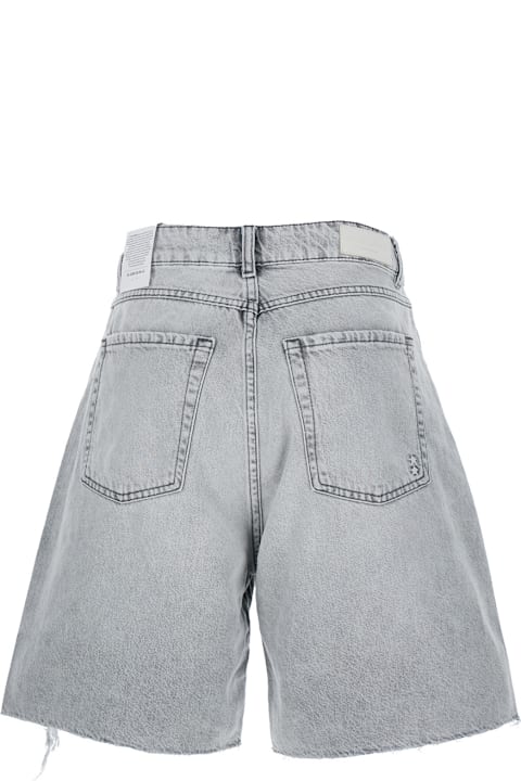 Icon Denim Clothing for Women Icon Denim 'lea' Grey Bermuda Pants With Front Ripped Details And Logo Patch On The Rear In Denim Woman