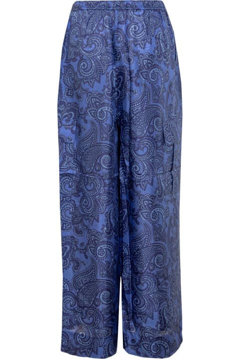 Pants & Shorts for Women Zimmermann Ottie Relaxed Pant Blue Paisley Silk Habotai Pants