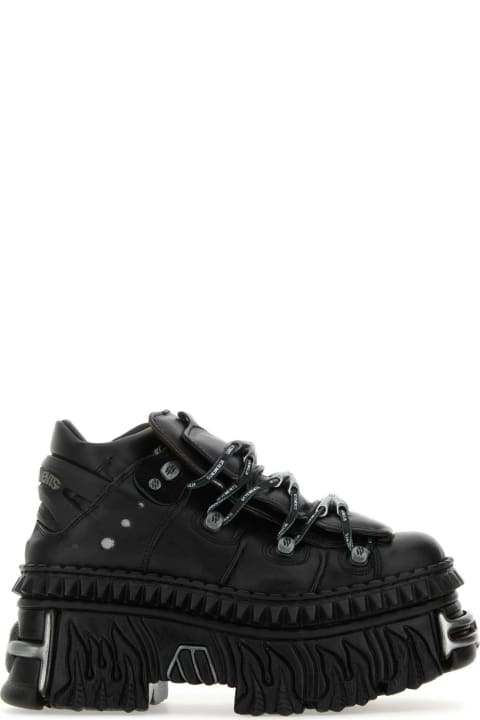 メンズ VETEMENTSのスニーカー VETEMENTS Black Leather New Rock Sneakers