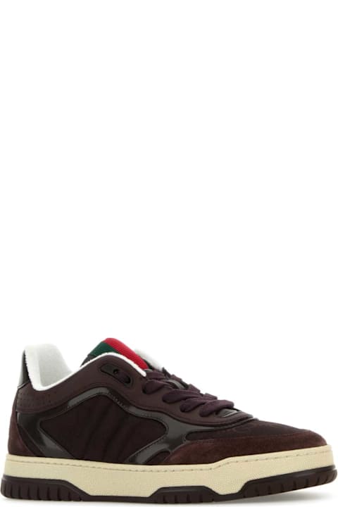 Homeware Gucci Plum Leather And Gg Fabric Gucci Re-web Sneakers
