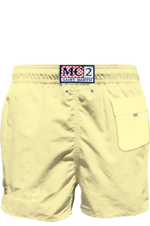メンズ 水着 MC2 Saint Barth Pastel Yellow Man Swim Shorts With Pocket