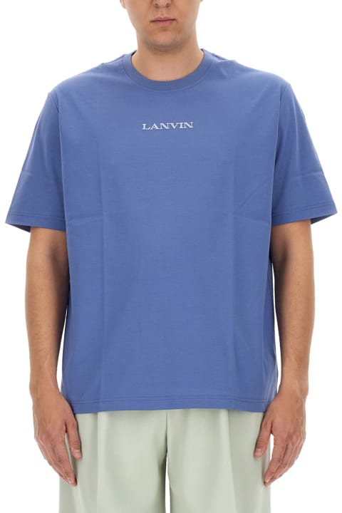Lanvin Topwear for Men Lanvin Cornflower Embroidered Straight Fit T-shirt