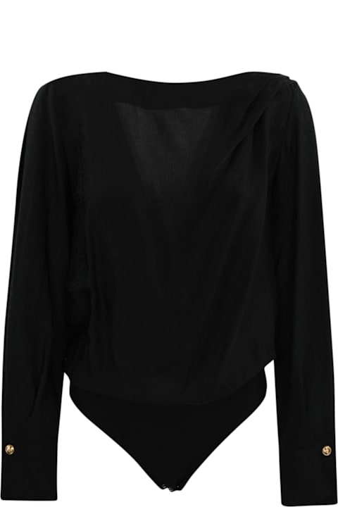 Elisabetta Franchi Topwear for Women Elisabetta Franchi Jacquard Satin Body Shirt With Necklace