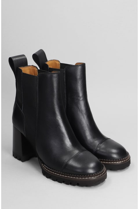 See by Chloé for Women See by Chloé Mallory High Heels Ankle Boots In Black Leather