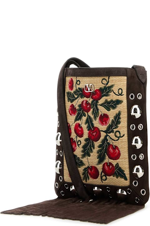 Shoulder Bags for Women Valentino Garavani Embroidered Raffia And Suede Small Nellcã´te Crossbody Bag