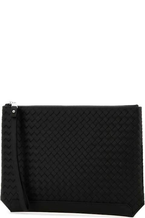 Fashion for Men Bottega Veneta Black Leather Intrecciato Clutch