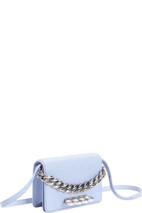 ウィメンズ Alexander McQueenのショルダーバッグ Alexander McQueen Lilac The Four Ring Mini Bag With Silver Chain