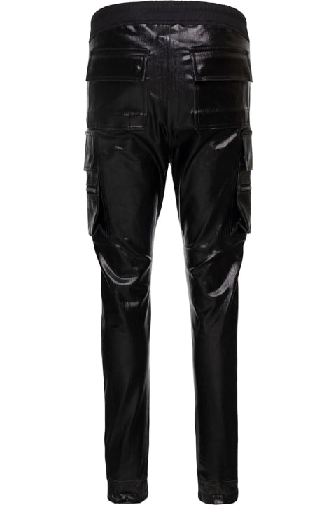 Pants & Shorts for Women Rick Owens Black Cargo Pants Laquered Denim In Cotton Stretch Woman