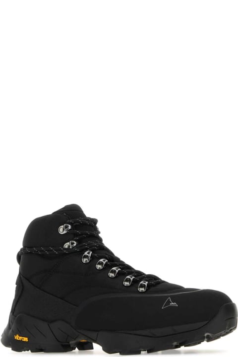 メンズ ROAのスニーカー ROA Black Leather And Fabric Andreas Sneakers