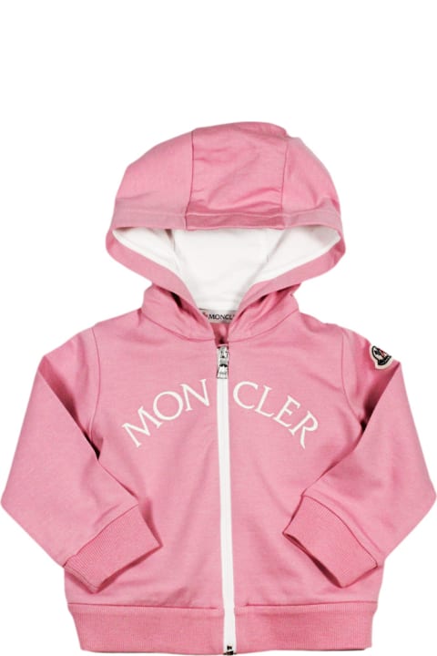 Sweaters & Sweatshirts for Baby Boys Moncler Cotton Sweatshirt With Zip And Hood And Logo Lettering On The Front