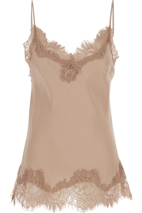 Gold Hawk Clothing for Women Gold Hawk 'coco' Beige Camie Top With Tonal Lace Trim In Silk Woman