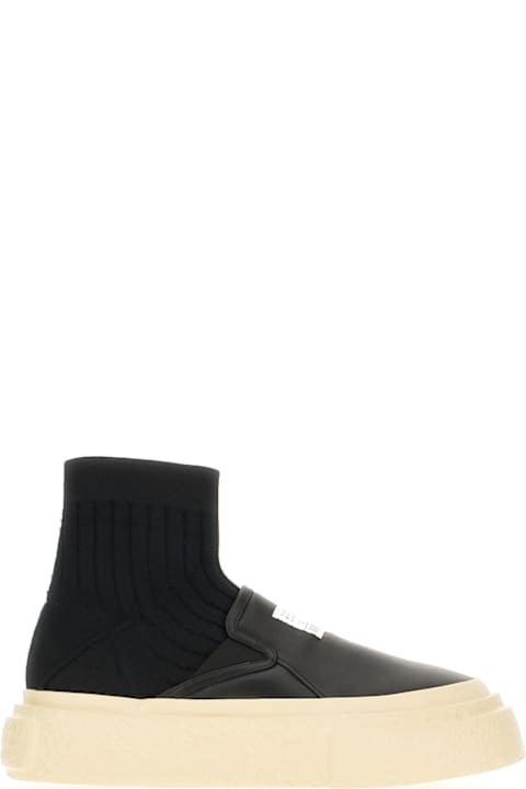Homeware MM6 Maison Margiela Black Leather And Fabric Sneakers