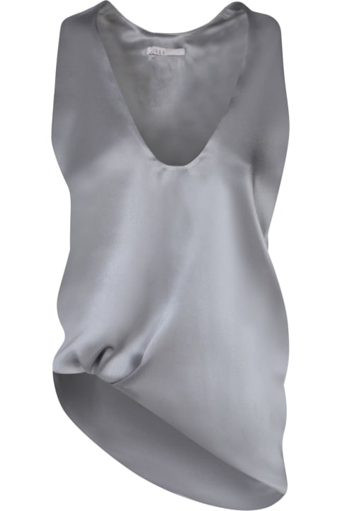 Rev Topwear for Women Rev Light Grey Asymmetric Satin Top