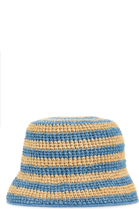 Hair Accessories for Women Prada Two-tone Raffia Bucket Hat
