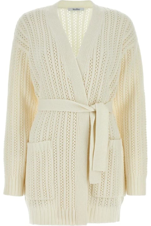 Sweaters for Women Max Mara Ivory Wool Blend Balzac Cardigan