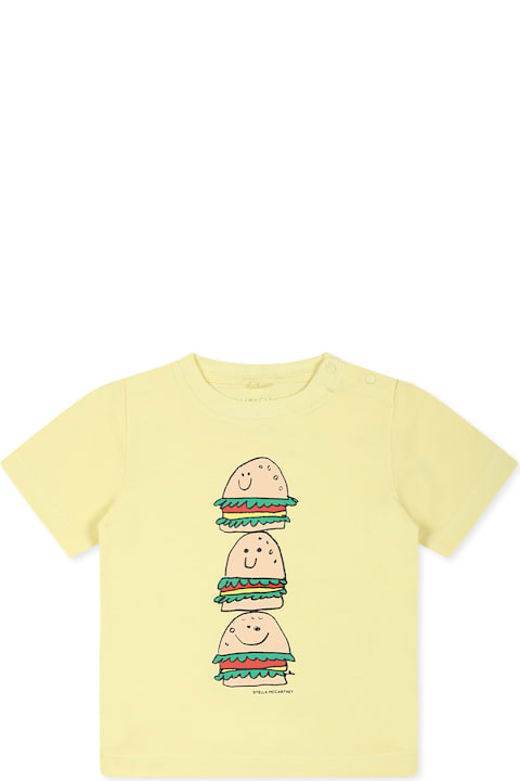 Homeware Stella McCartney Kids Yellow T-shirt For Baby Boy With Hamburger Print