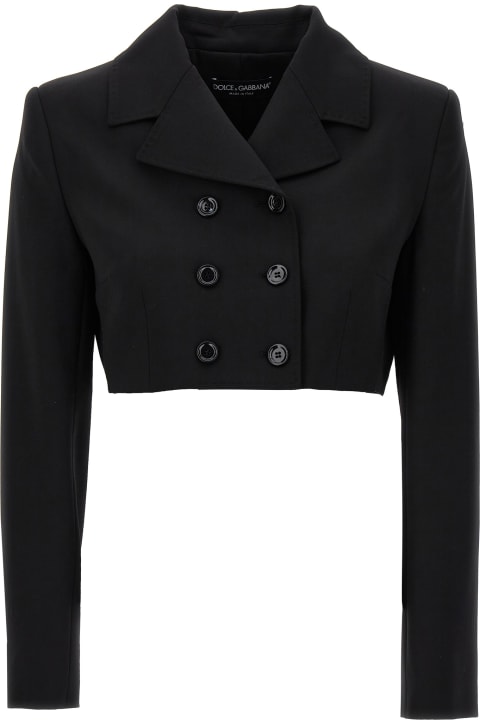 Dolce & Gabbana Coats & Jackets for Women Dolce & Gabbana Double-breasted Cropped Stretch Wool Blazer