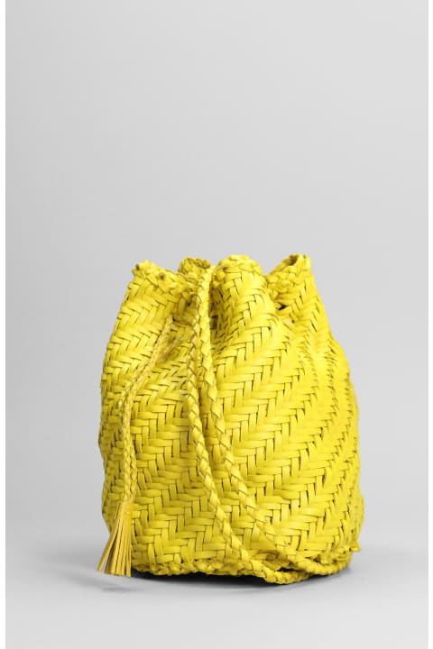 Dragon Diffusion Totes for Women Dragon Diffusion Pompom Double Shoulder Bag In Yellow Leather