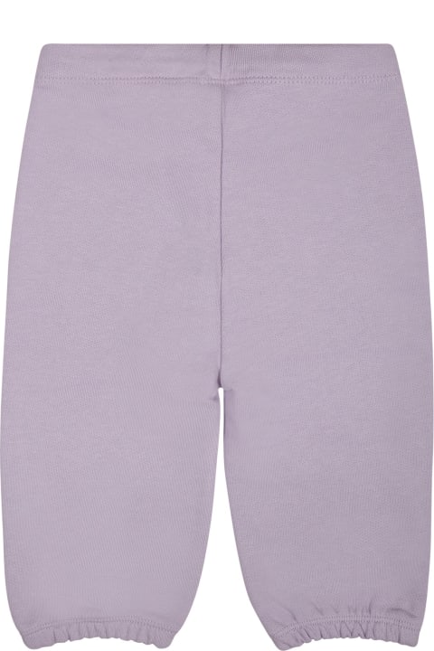 Bottoms for Baby Girls Stella McCartney Kids Purple Trousers For Baby Girl With Shells