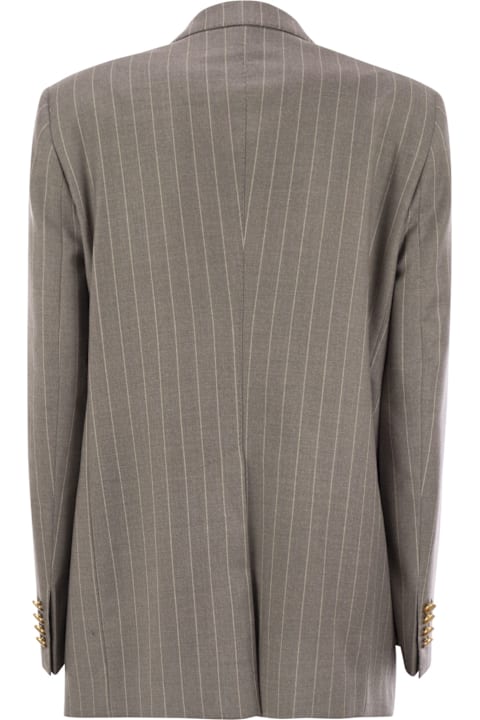 Homeware Tagliatore Stretch Wool Double-breasted Pinstripe Blazer