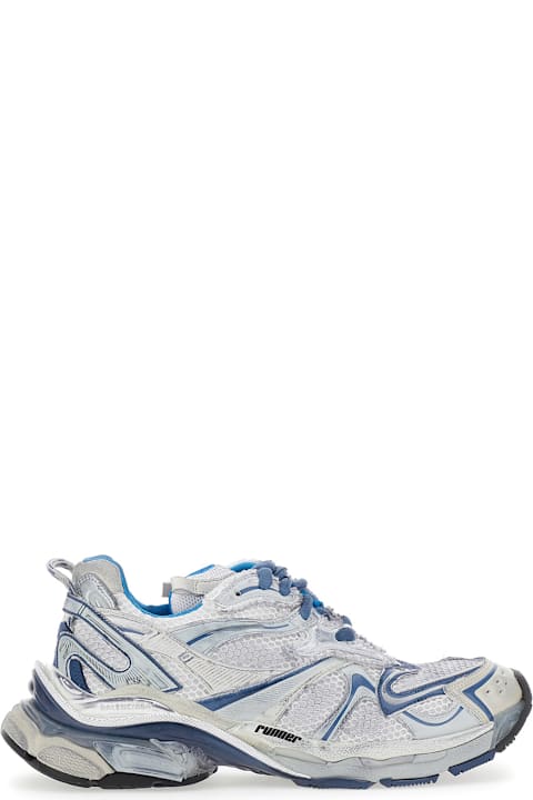 Balenciaga Shoes for Men Balenciaga 'runner 2.0' Light Blue Low Top Sneakers With Runner Logo In Tech Fabric Man