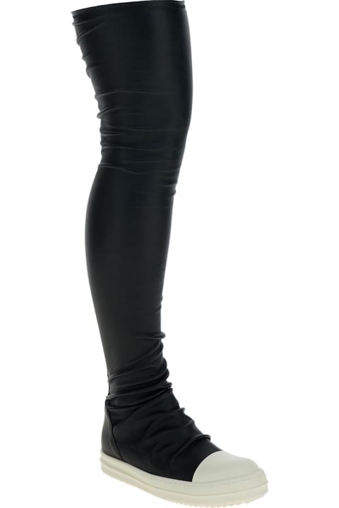Shoes for Women Rick Owens Black Knee-high Sneakers With Platform In Leather Woman