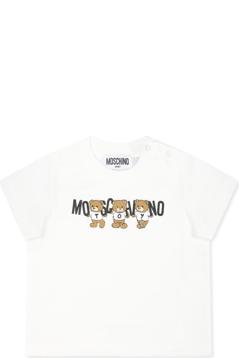 Fashion for Kids Moschino Ivory T-shirt For Babykids With Three Teddy Bears