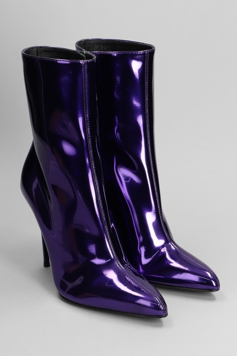 Giuseppe Zanotti Boots for Women Giuseppe Zanotti Brytta High Heels Ankle Boots In Viola Patent Leather