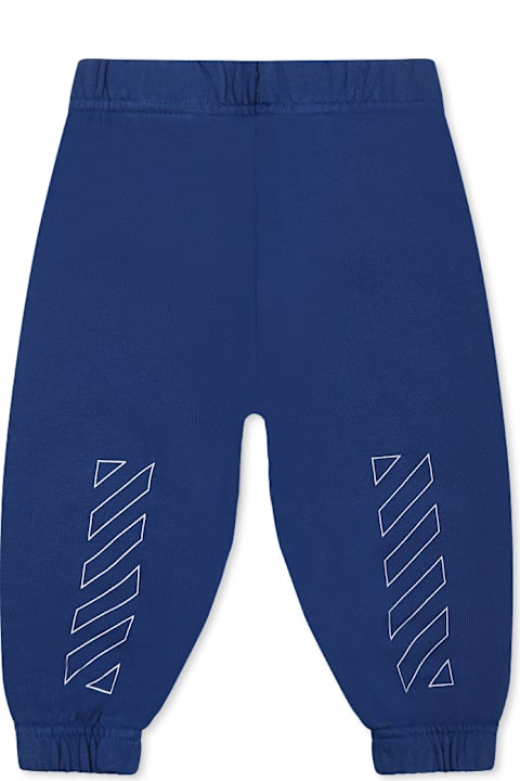Bottoms for Baby Boys Off-White Blue Trousers For Baby Boy With Logo