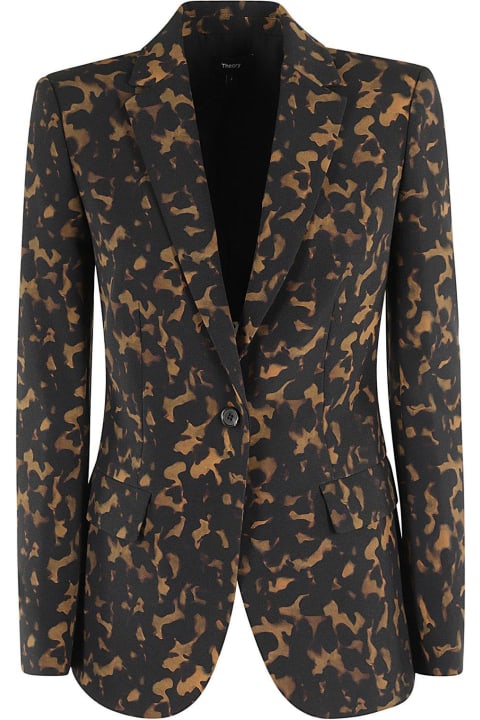 Theory Coats & Jackets for Women Theory Tortoiseshell Printed Tailored Blazer