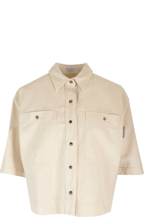 Brunello Cucinelli Clothing for Women Brunello Cucinelli Cropped Shirt In Cotton And Linen