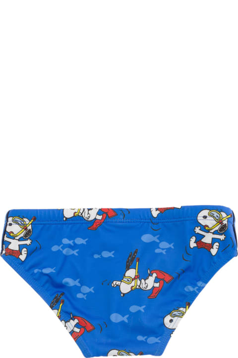 MC2 Saint Barth Swimwear for Baby Girls MC2 Saint Barth 'billy' Blue Speedo With Scuba Snoopy Print In Techno Fabric Baby