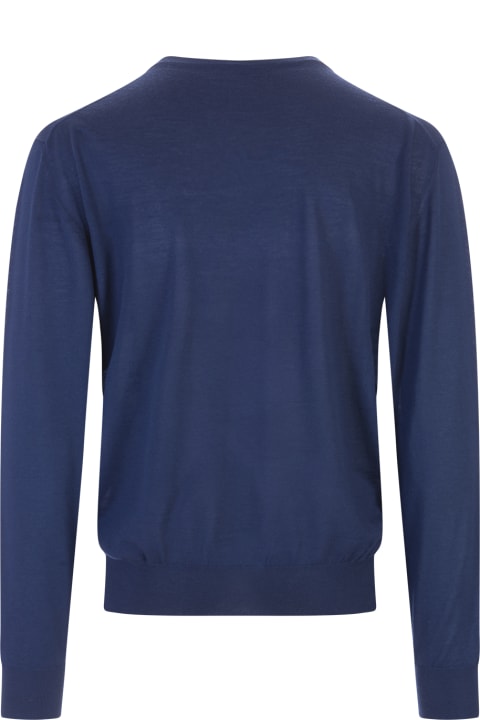 Fedeli for Men Fedeli Man Blue Cashmere Pullover With V-neck