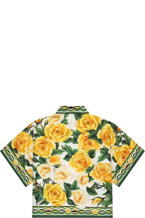 ガールズ シャツ Dolce & Gabbana Pajama Shirt With Yellow Rose Print