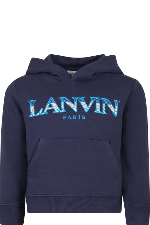 Lanvin for Kids Lanvin Blue Sweatshirt For Boy With Logo