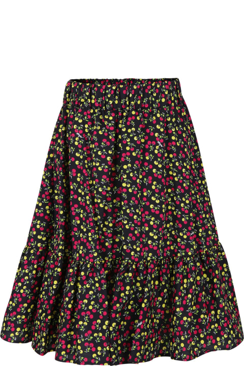 Bottoms for Girls MSGM Black Skirt For Girl With Cherry Print