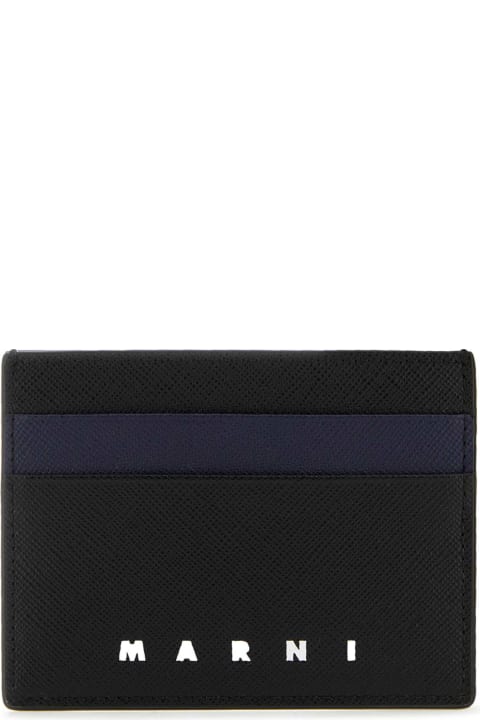 Wallets for Men Marni Black Leather Card Holder