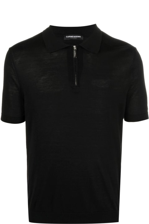 Black Cotton-silk Blend Polo Shirt