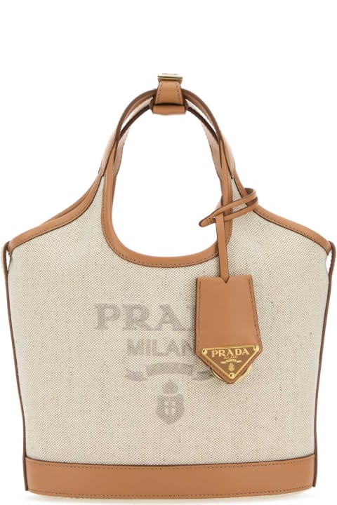 Bags Sale for Women Prada Sand Canvas Handbag