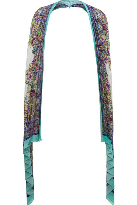 Scarves & Wraps for Women Etro Light Blue Pleated Shawls In Silk Woman