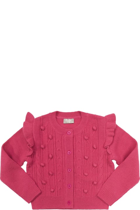 Sweaters & Sweatshirts for Girls Il Gufo Wool Cardigan With Pompom