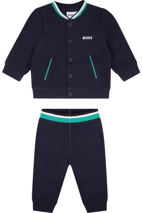 Hugo Boss for Kids Hugo Boss Blue Sport Suit Set For Baby Boy