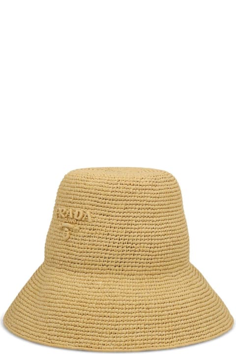 Prada Accessories for Women Prada Logo Embossed Bucket Hat
